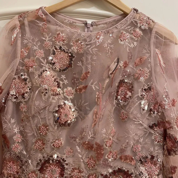 NWT Mac Duggal woman's floral pink beaded gorgeous gown - Picture 3 of 14